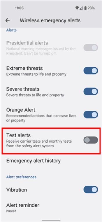 wireless emergency alerts android samsung