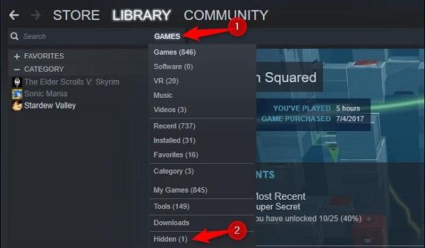 How to Unhide Games on Steam