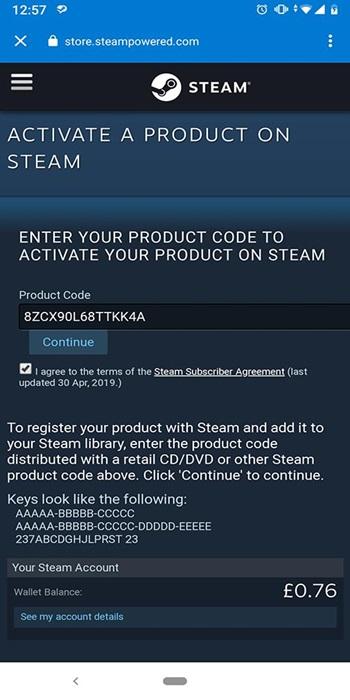 Activate Steam key on your mobile